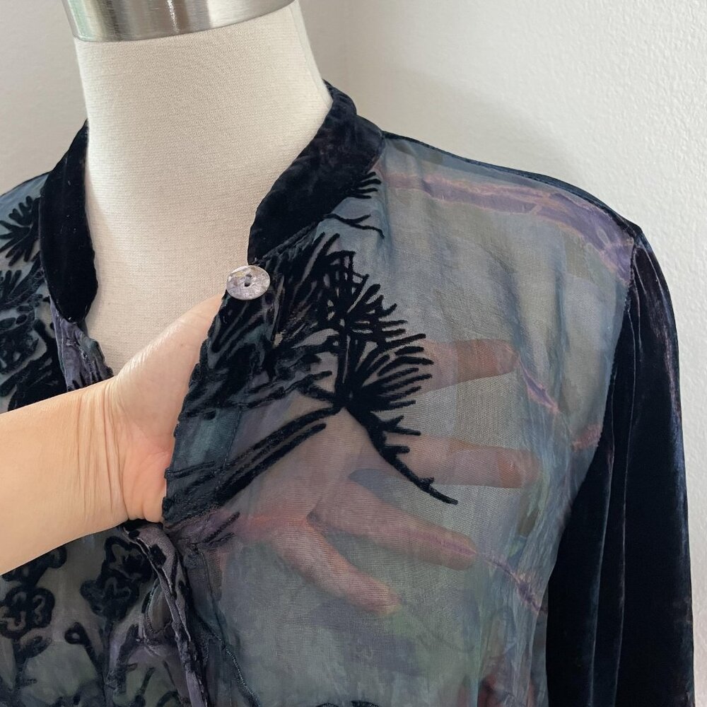 Citron Santa Monica Tunic Top Womens XL Multicolor Crane Velvet Burnout‎ Boho - Picture 5 of 13
